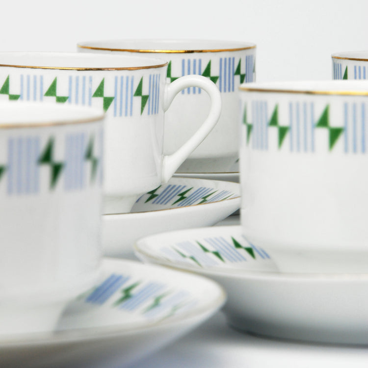 Chinese vintage porcelain set, 6 cups and saucers