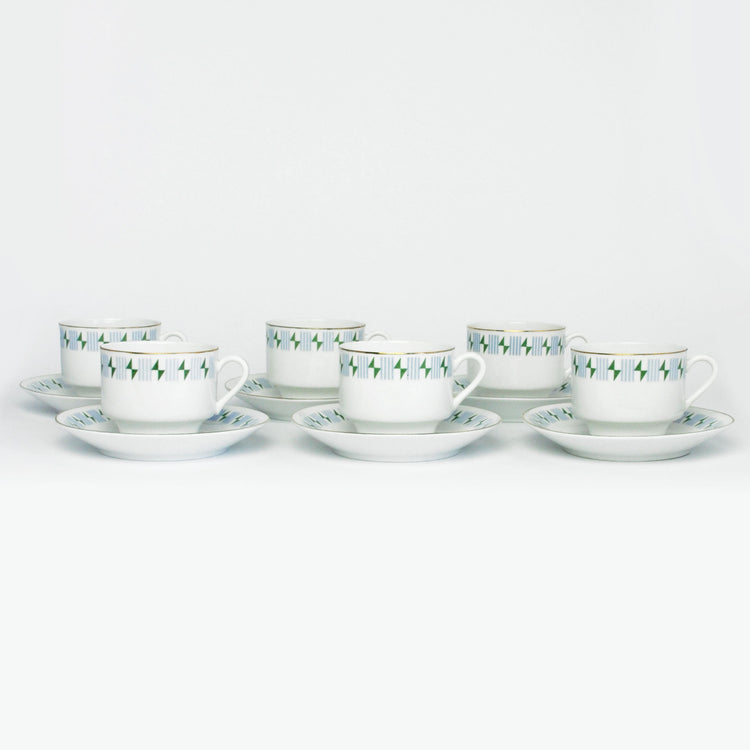 Chinese vintage porcelain set, 6 cups and saucers