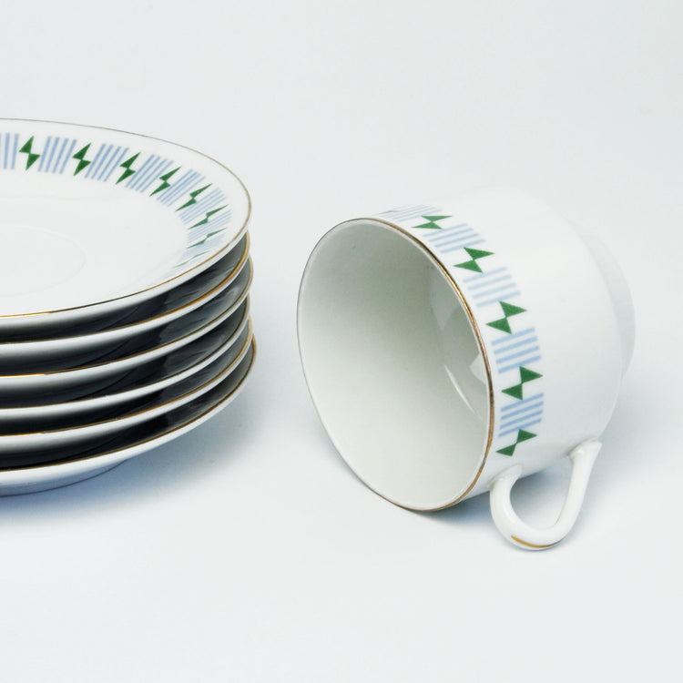 Chinese vintage porcelain set, 6 cups and saucers