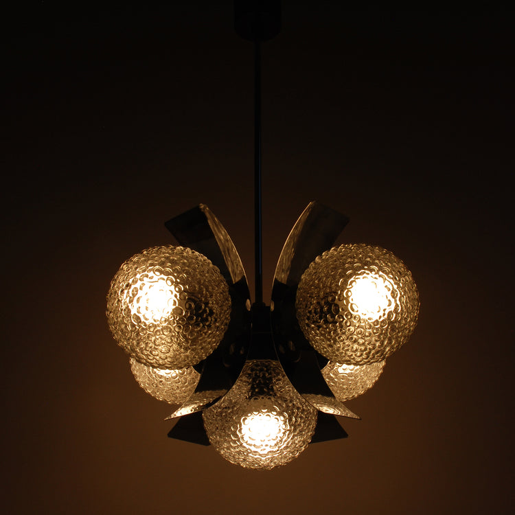 Sputnik chandelier, Czechoslovakia, 1970s/80s