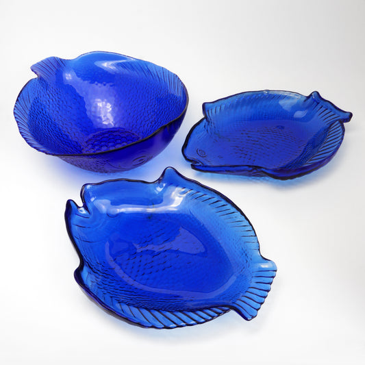 Set of 3 fish-shaped dishes, 1970s