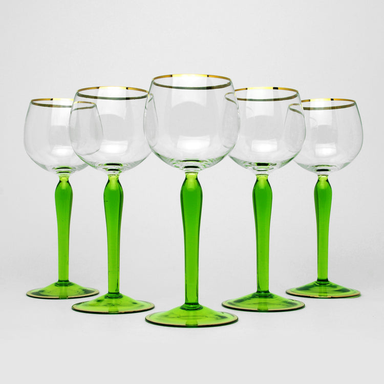 Set of 5 wine glasses, Poland, 1960s/70s.