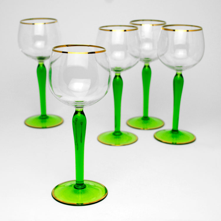 Set of 5 wine glasses, Poland, 1960s/70s.