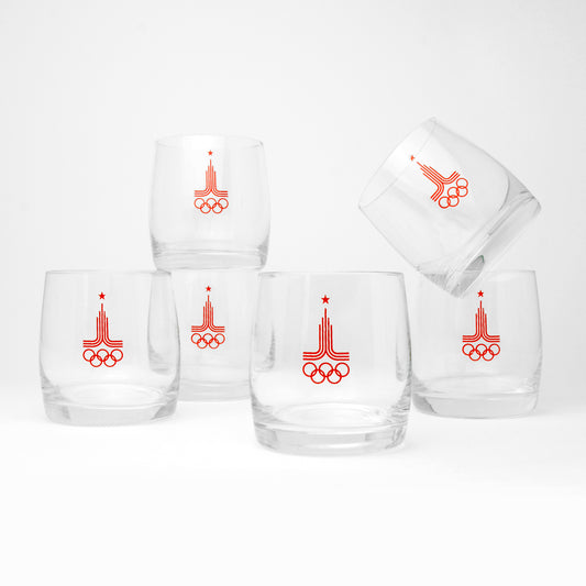 Set of 6 glasses, Moscow Olympics 1980, USSR