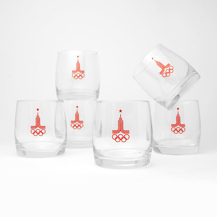 Set of 6 glasses, Moscow Olympics 1980, USSR