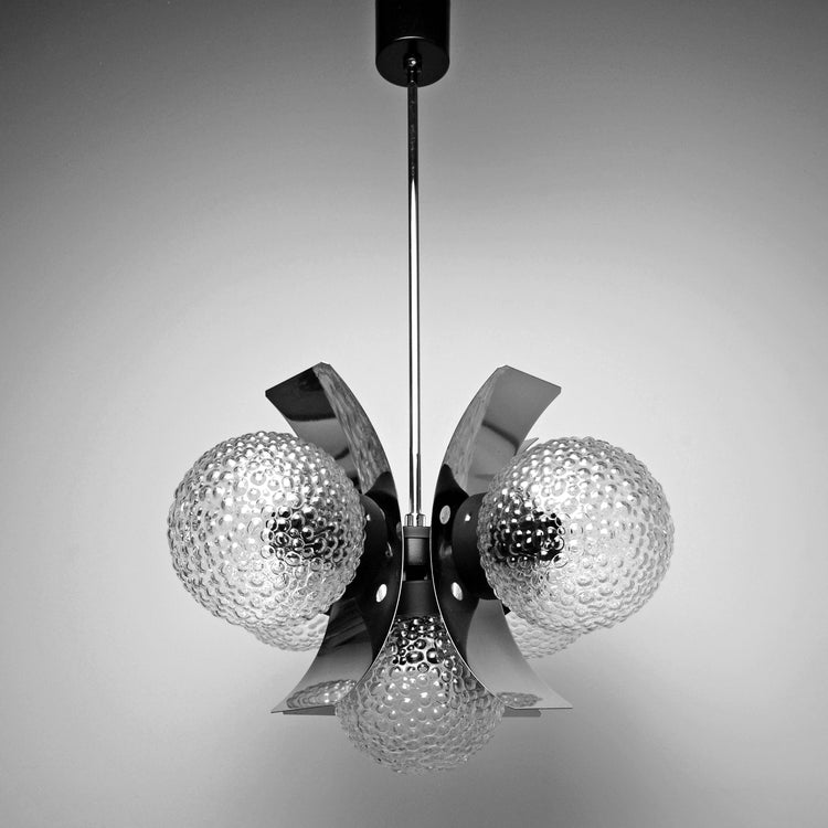 Sputnik chandelier, Czechoslovakia, 1970s/80s